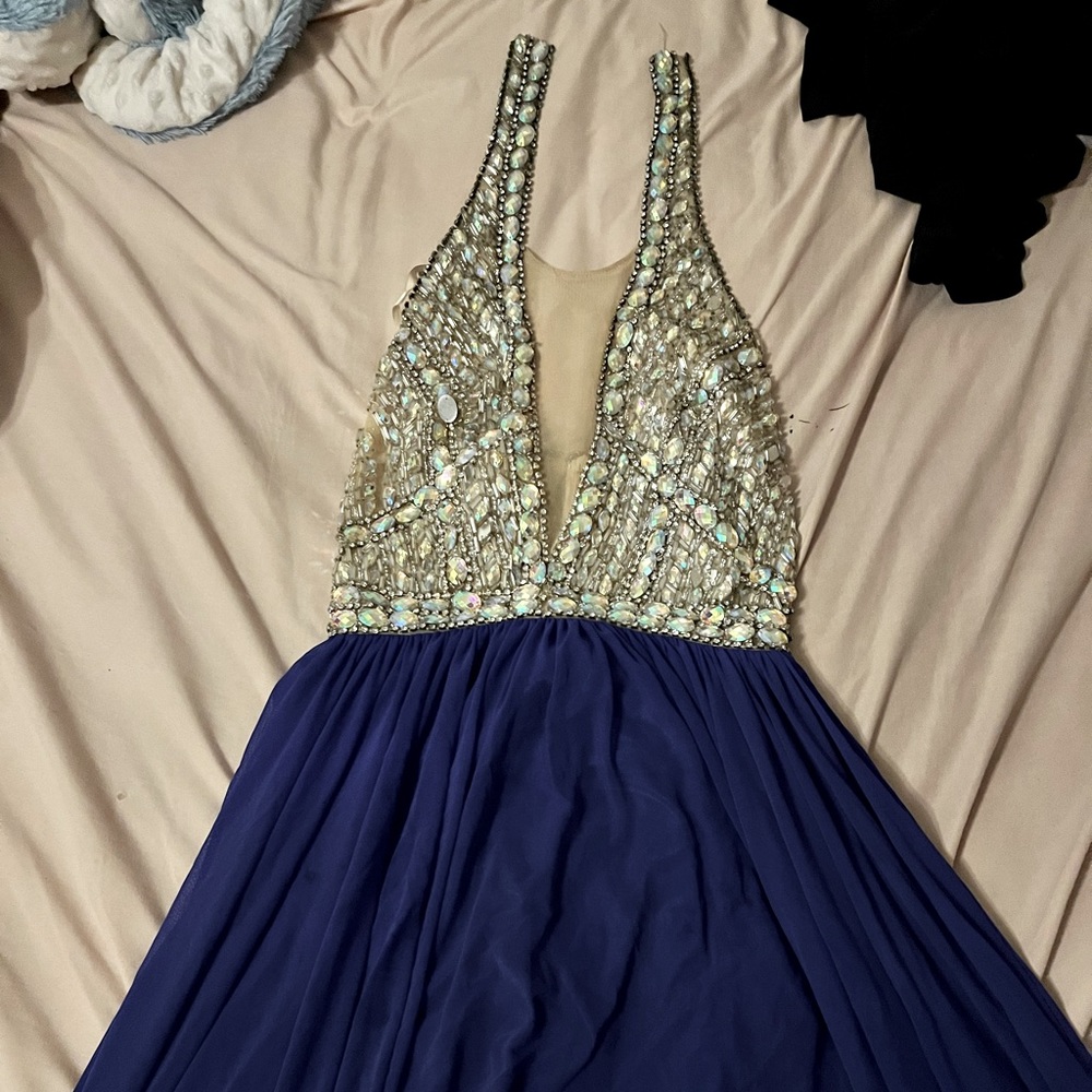 Long backless Bedazzled prom dress
